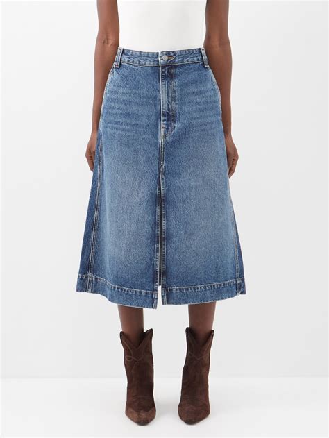 khaite denim skirt